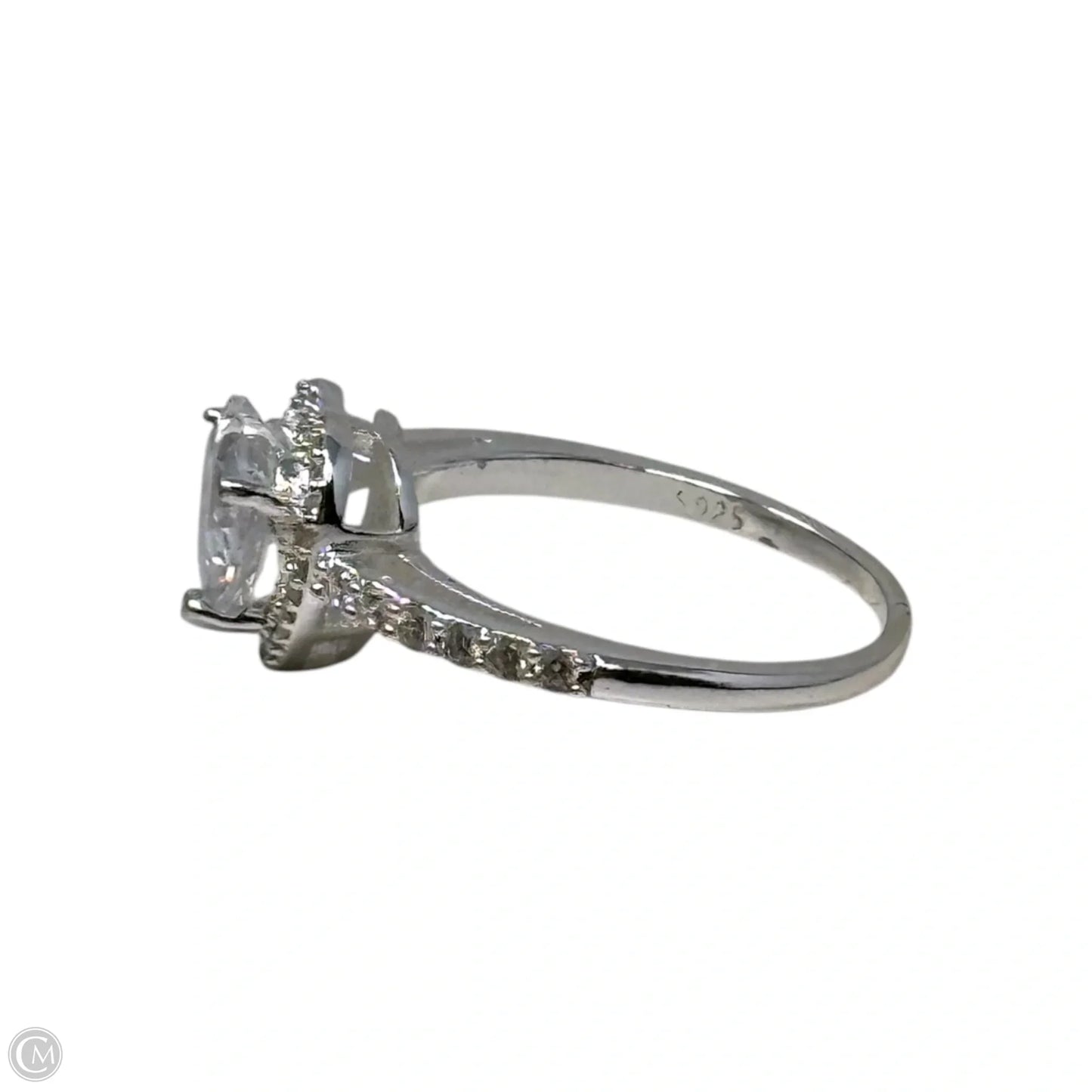 Heart Halo Ring Sterling Silver, Size: 7