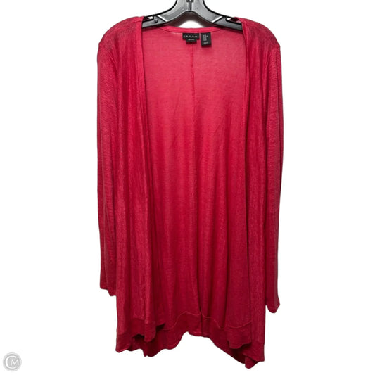 Linen Sweater Cardigan By Tahari In Red, Size: Xl