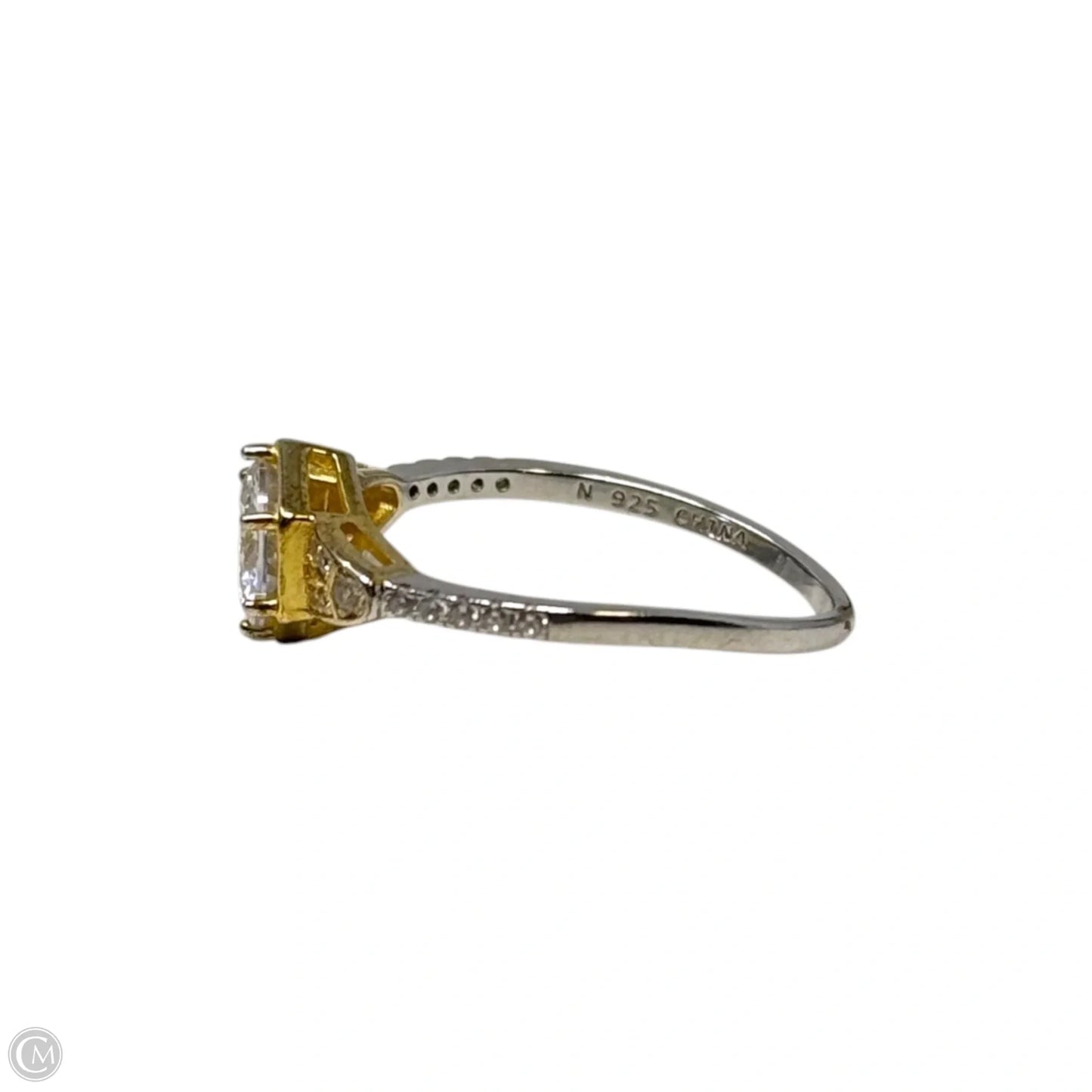 CZ Silver & Gold Tone Ring Sterling Silver, Size: 9