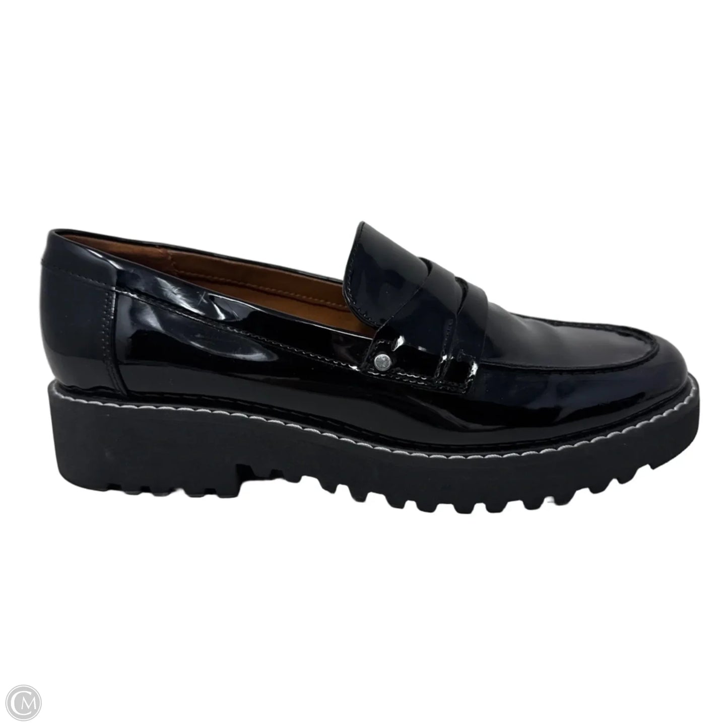 Patent Loafer Shoes Flats By Franco Sarto In Black, Size: 6.5