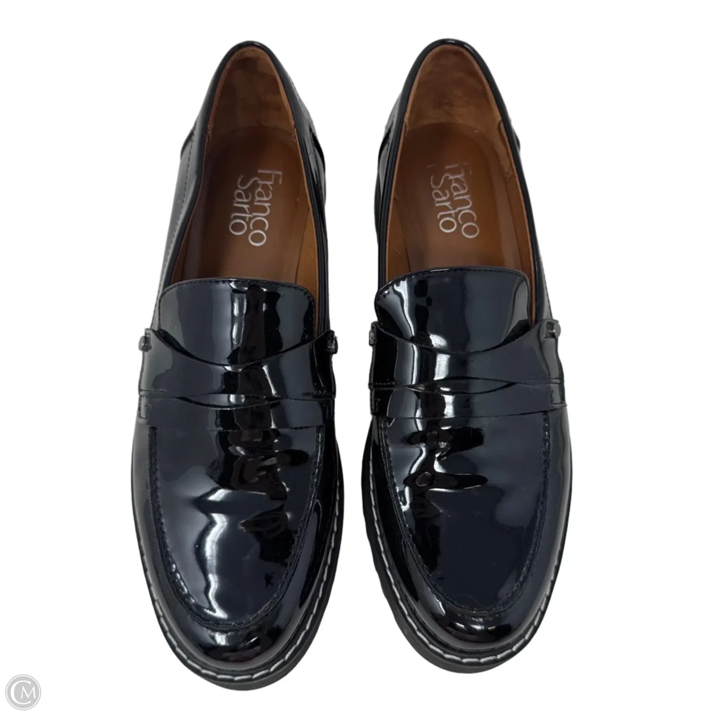 Patent Loafer Shoes Flats By Franco Sarto In Black, Size: 6.5