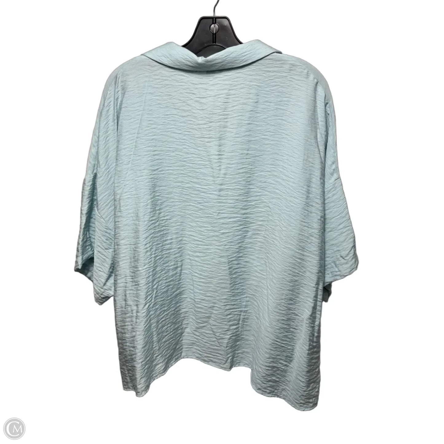 Dylon Short-Sleeve Wide-Placket Top By Anthropologie In Blue, Size: L Petite