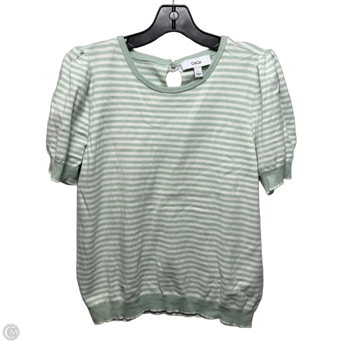 Top Short Sleeve By Cece In Striped Pattern, Size: L