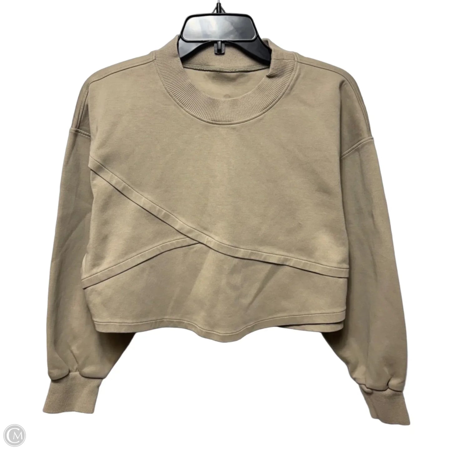 Cropped Athletic Sweatshirt Crewneck By Lululemon In Tan, Size: S (estimated)