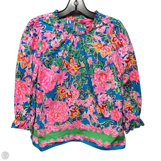 Top Long Sleeve Designer By Lilly Pulitzer In Floral Print, Size: S