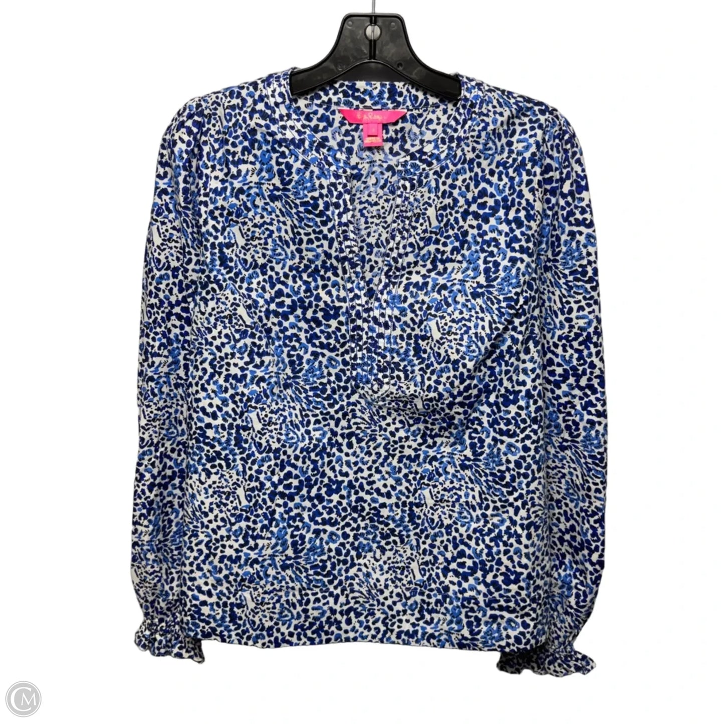 Top Long Sleeve Designer By Lilly Pulitzer In Blue & White, Size: S