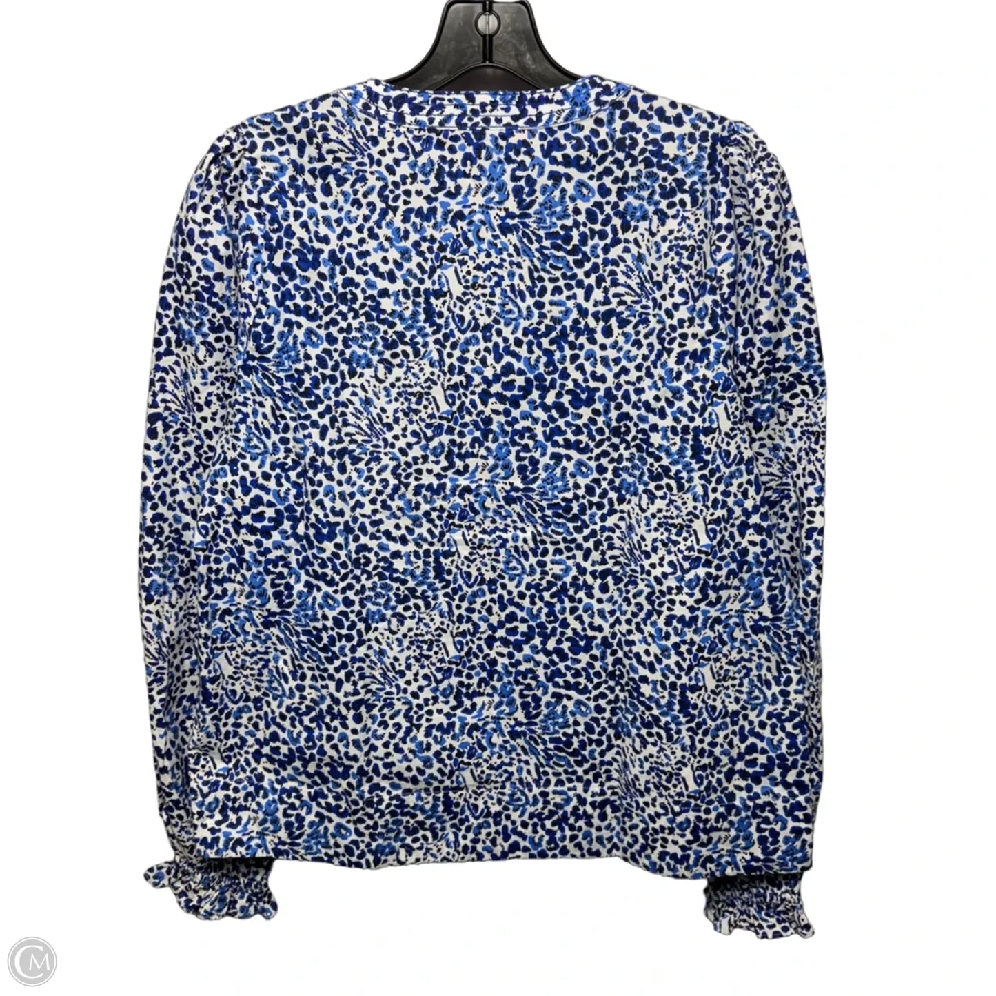 Top Long Sleeve Designer By Lilly Pulitzer In Blue & White, Size: S