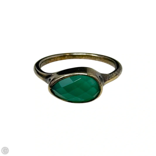 Green Gem Ring Sterling Silver, Size: 8