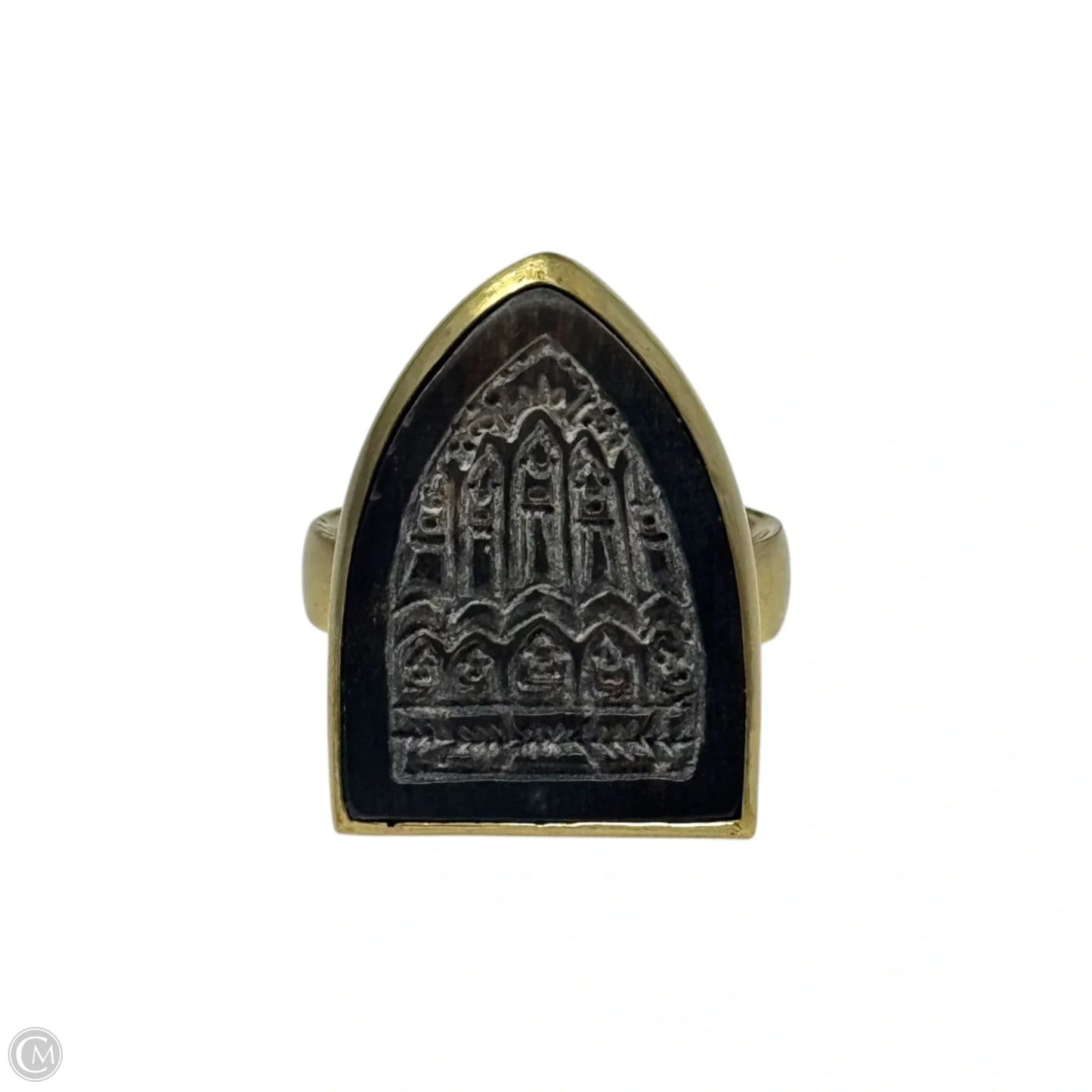 Phra Siptat Buddhist Carved Ring Statement, Size: 6