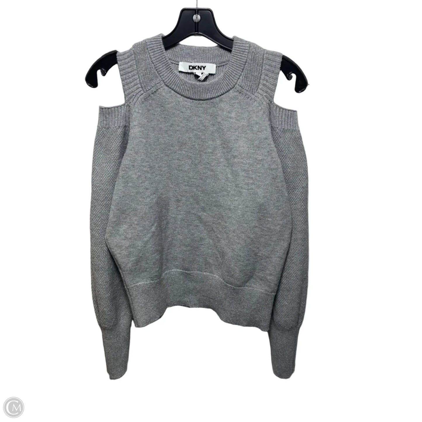 Cold Shoulder Sweater By Dkny In Grey & Silver, Size: M