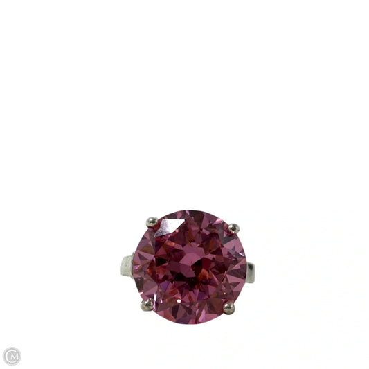Sterling Silver & Pink Solitaire Ring, Size: 9
