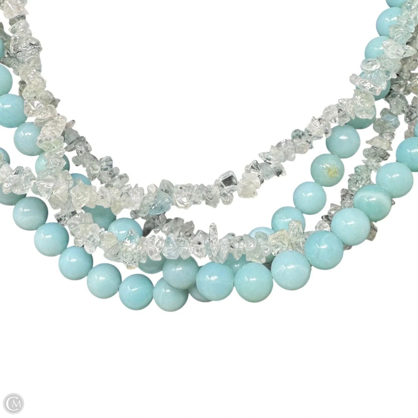 5 Strand Chip & Bead Necklace Layered Sterling Silver