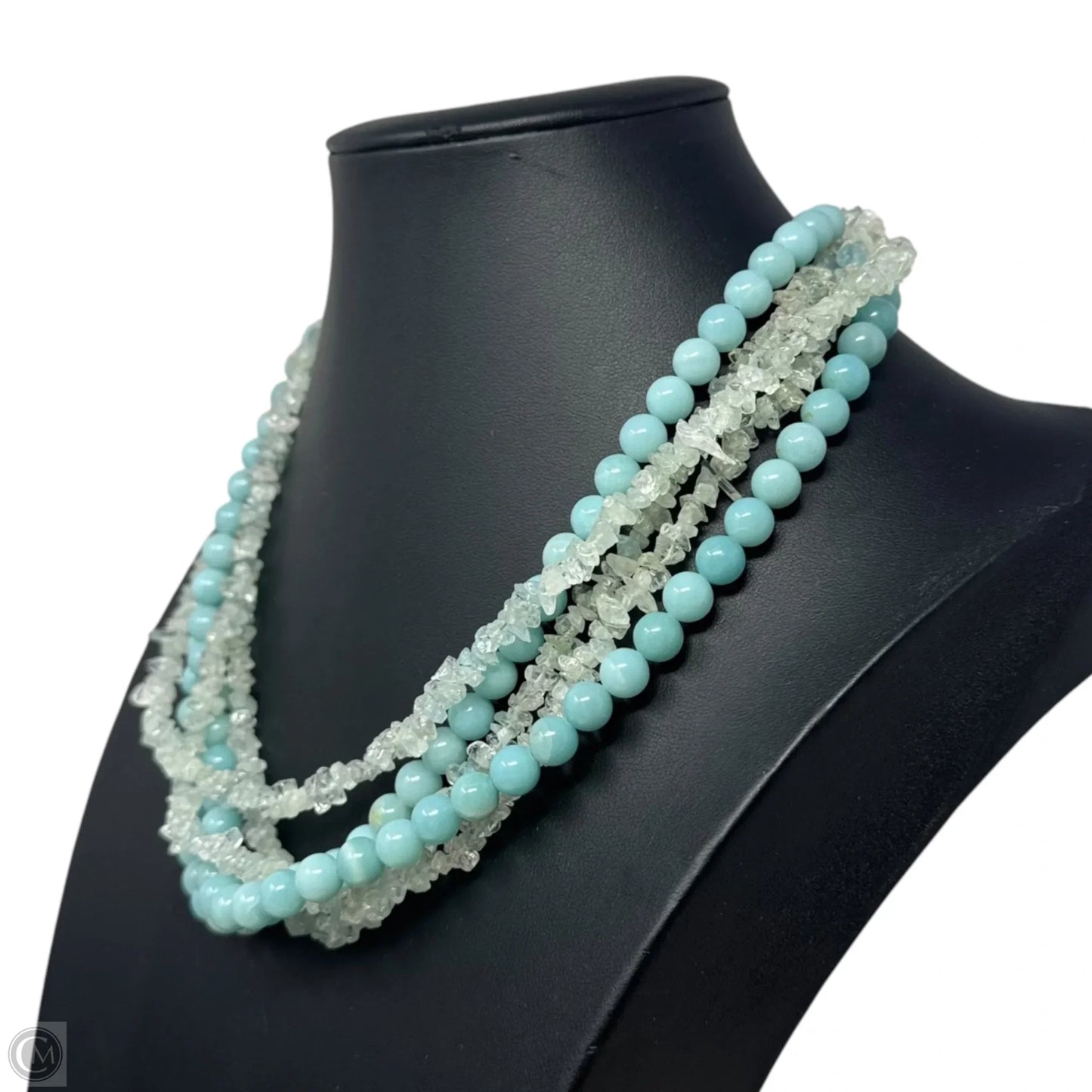 5 Strand Chip & Bead Necklace Layered Sterling Silver