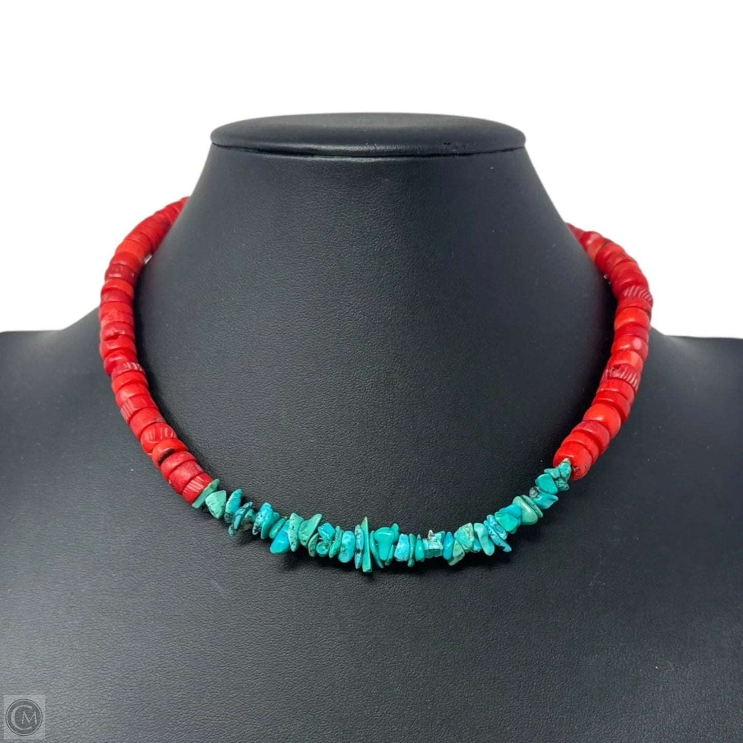 Coral & Turquoise Chip Necklace By Peyote Bird