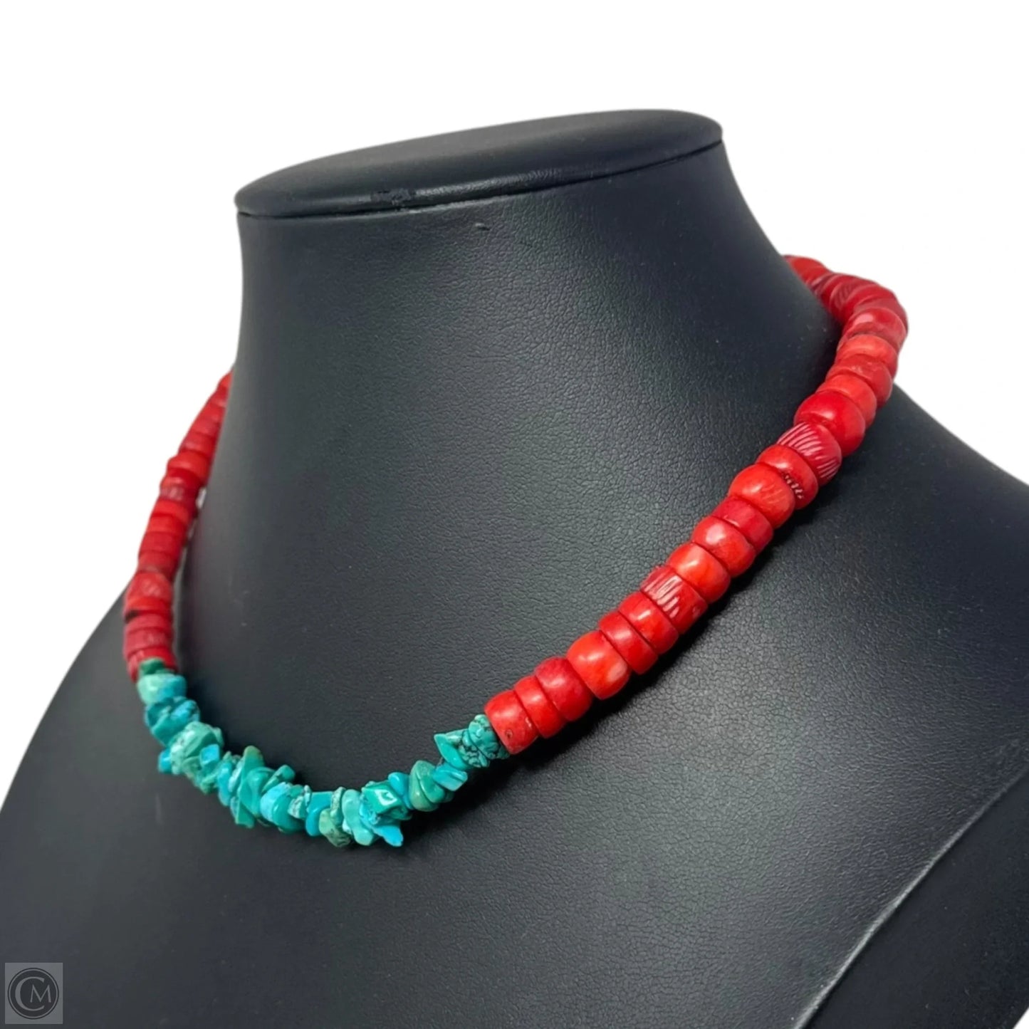Coral & Turquoise Chip Necklace By Peyote Bird