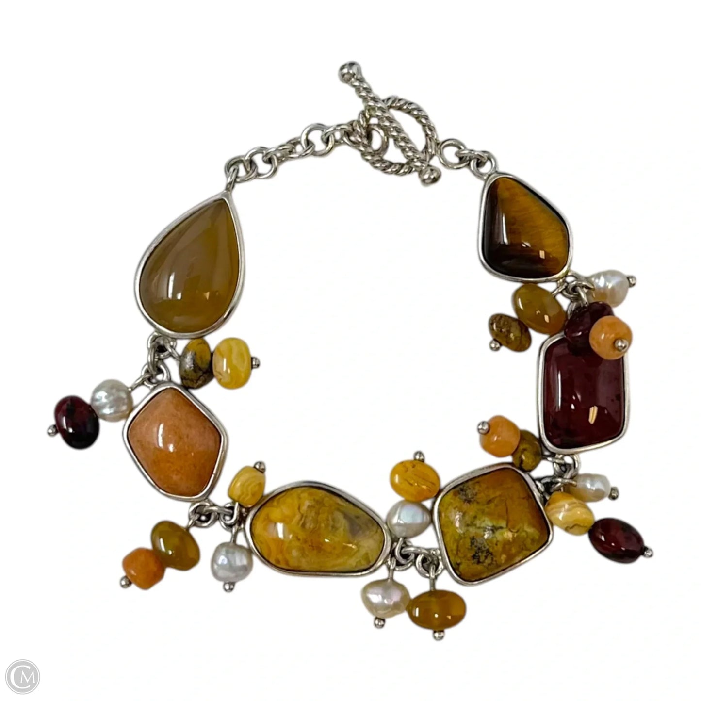 Gemstone Mini Dangle Bead Bracelet Sterling Silver
