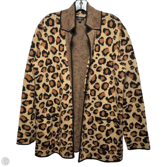 Sweater Cardigan By Talbots In Animal Print, Size: M
