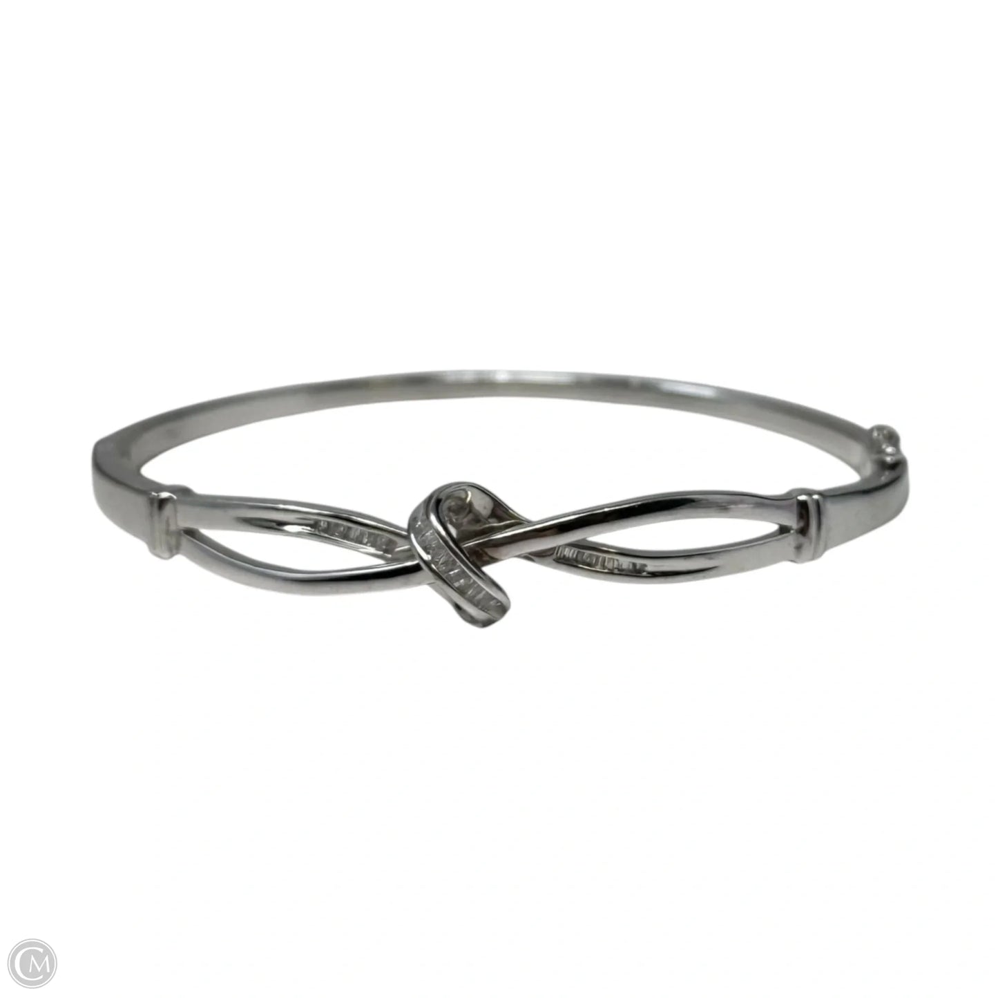 Baguette Diamond Knot Hinged Bracelet Sterling Silver