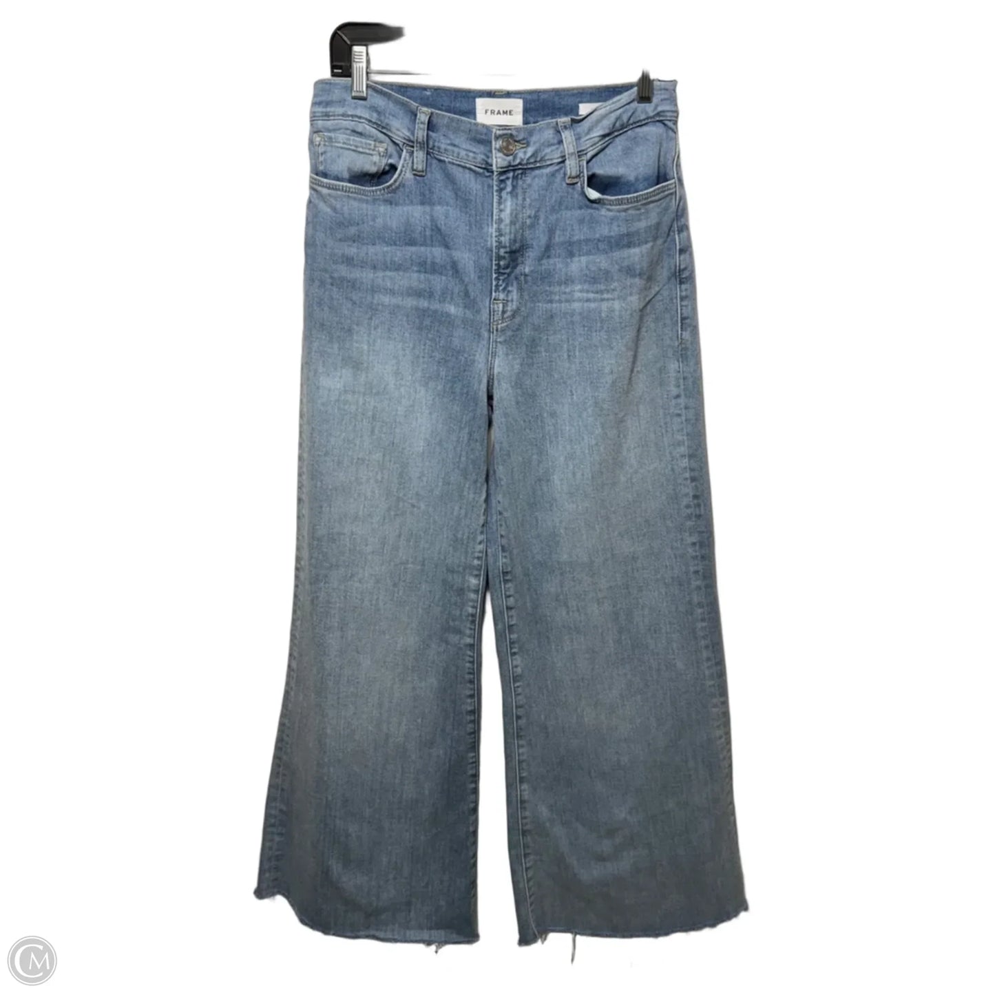 Le Palazzo Jeans Wide Leg By Frame In Blue Denim, Size: 10/30