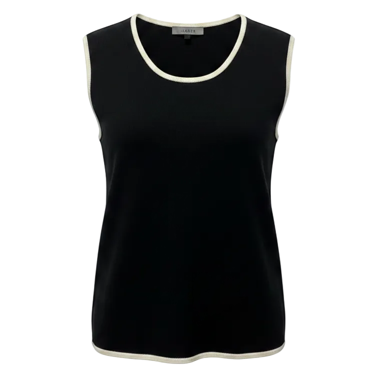 Silk-Cashmere Top Sleeveless Luxury Designer By Jaeger-Lecoultre In Blue & Cream, Size: XL