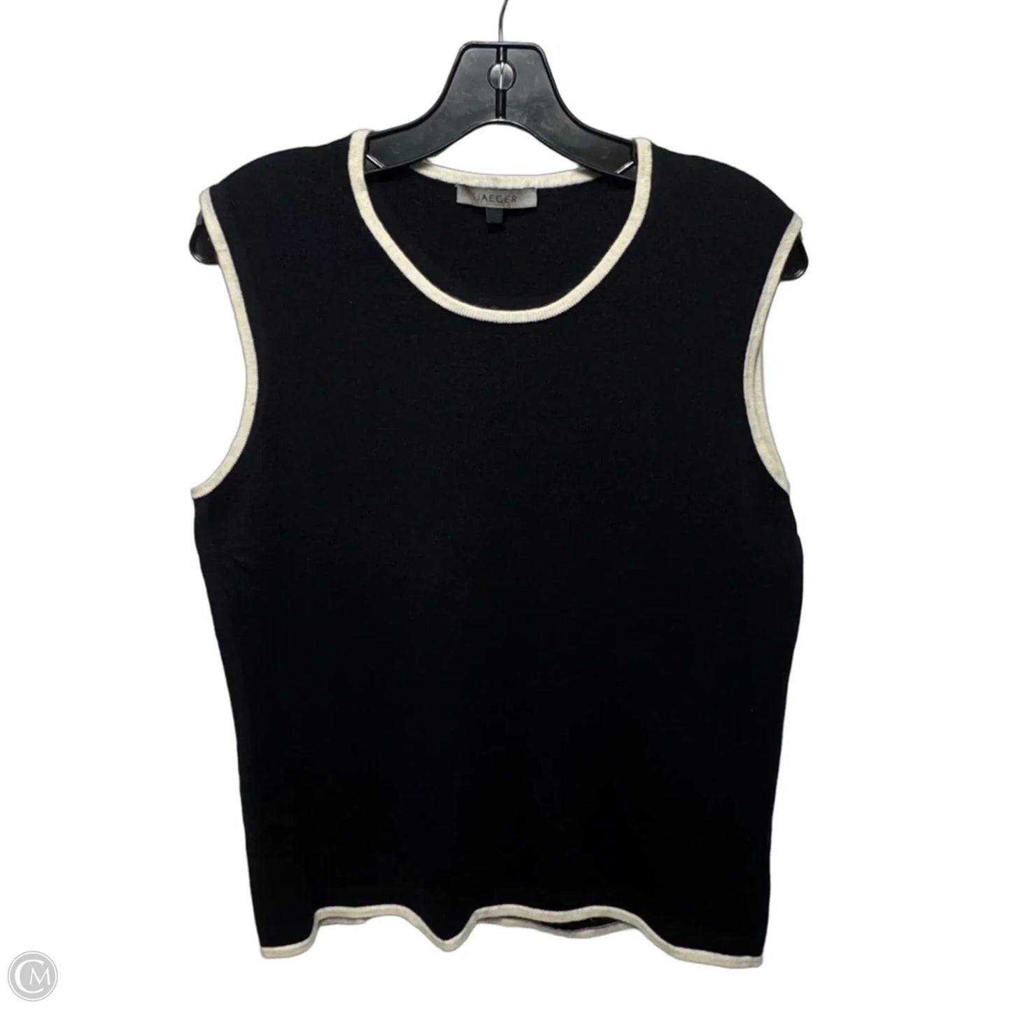 Silk-Cashmere Top Sleeveless Luxury Designer By Jaeger-lecoultre In Blue & Cream, Size: Xl