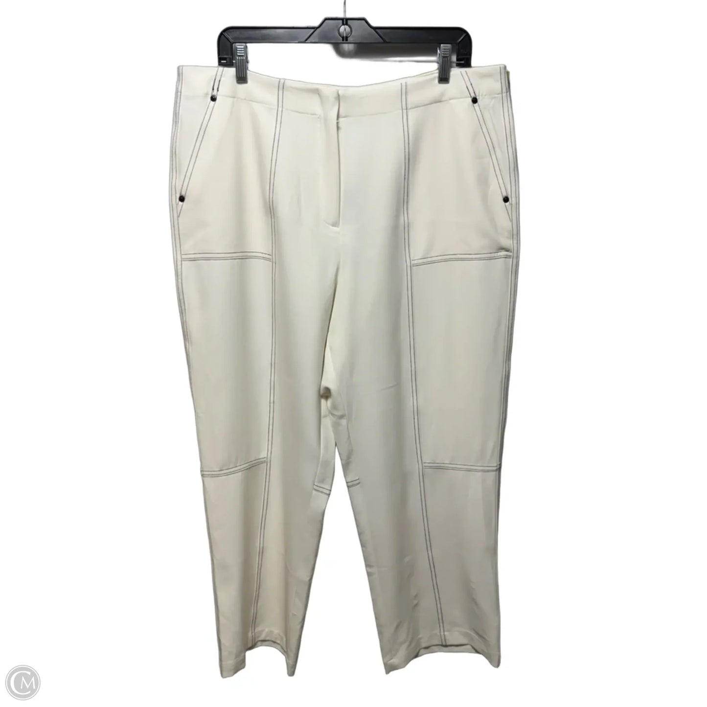 Contrast Stitch Pants Designer By Karl Lagerfeld In Cream, Size: 14