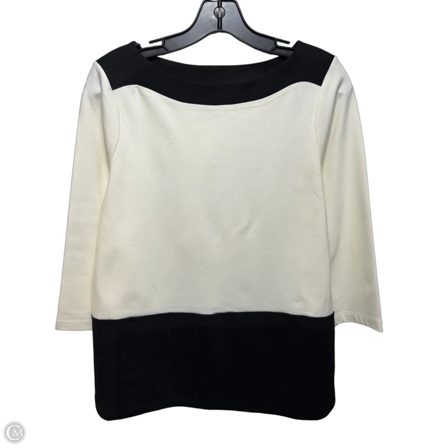 Top 3/4 Sleeve By Chicos In Black & Cream, Size: S