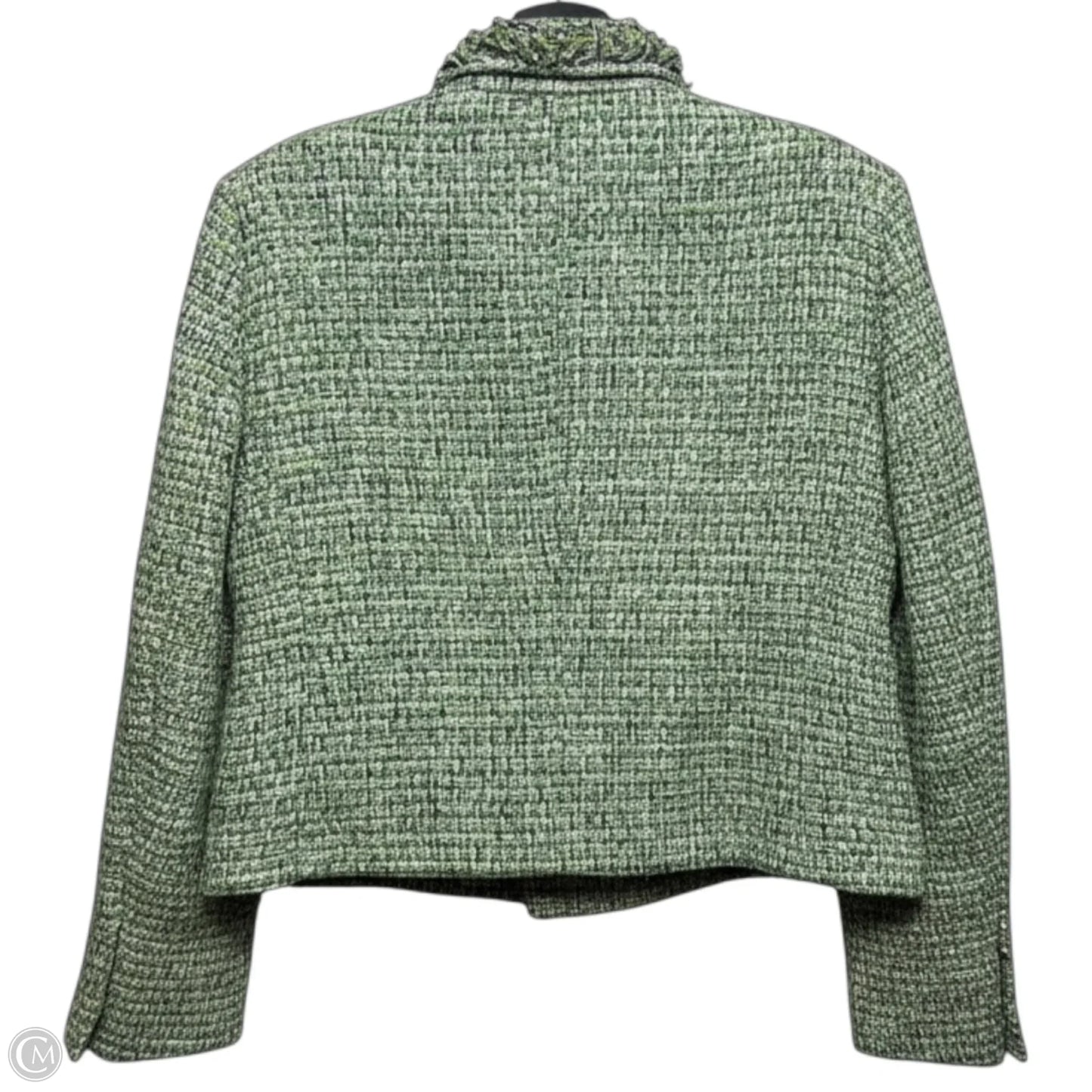 Tweed Cropped Blazer By Zara In Blue & Green, Size: M