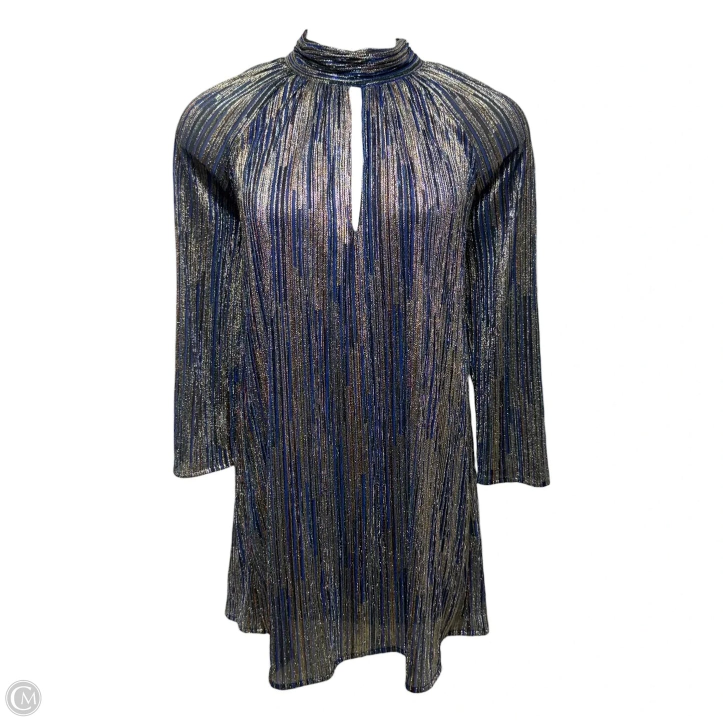 Metallic Dress Casual Short By Traffic People In Striped Pattern, Size: M