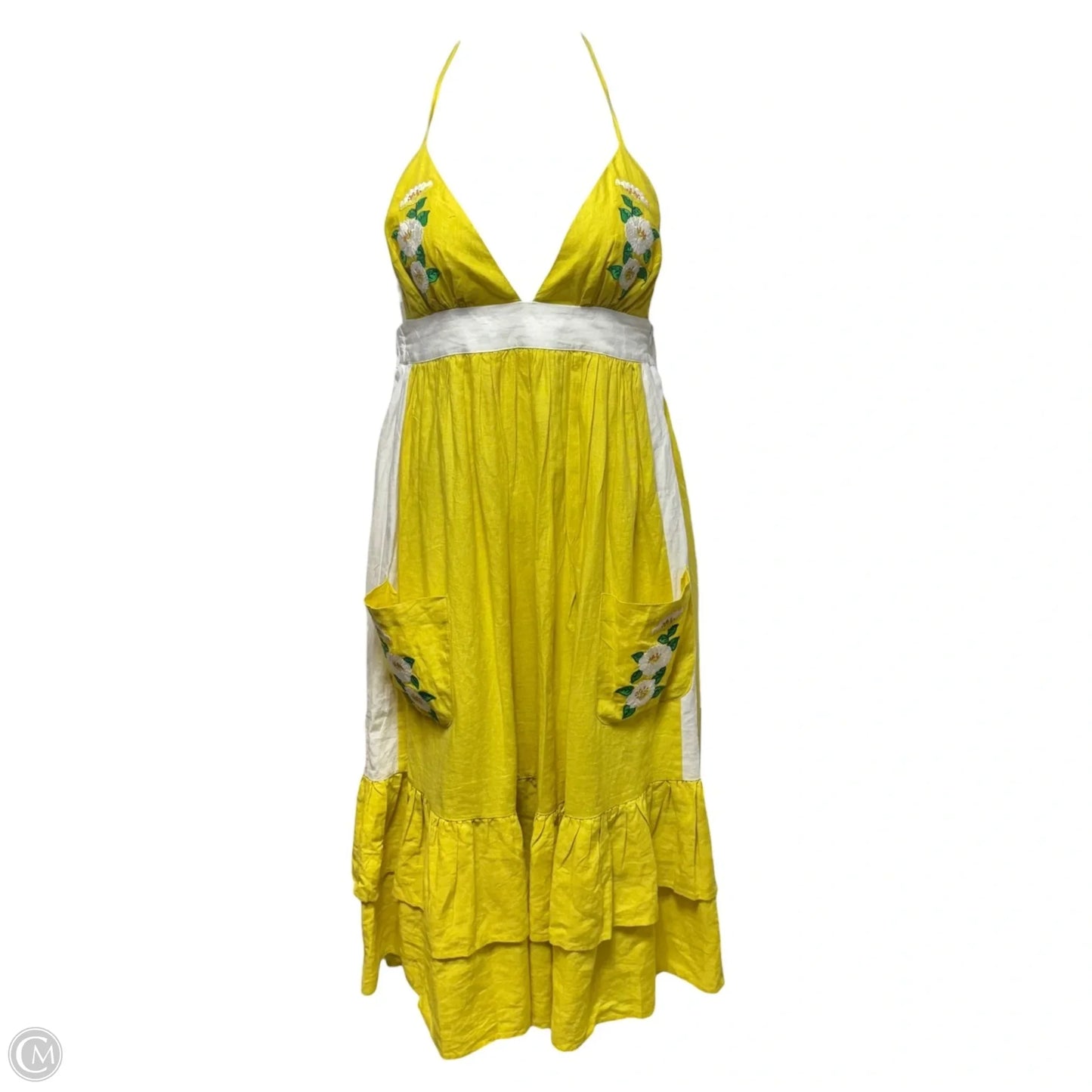 Yamile Linen Dress Casual Maxi By Fanm Mon In Yellow, Size: M