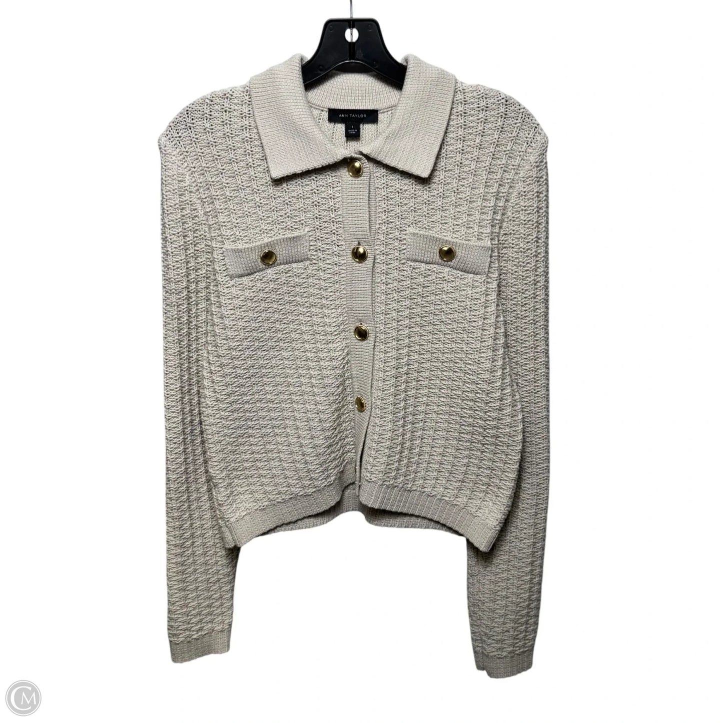 Sweater Cardigan By Ann Taylor In Cream, Size: S