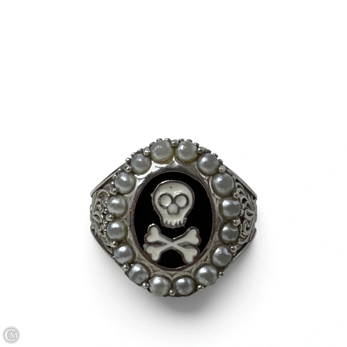 Sterling Silver Skull & Crossbones Ring, Size: 7
