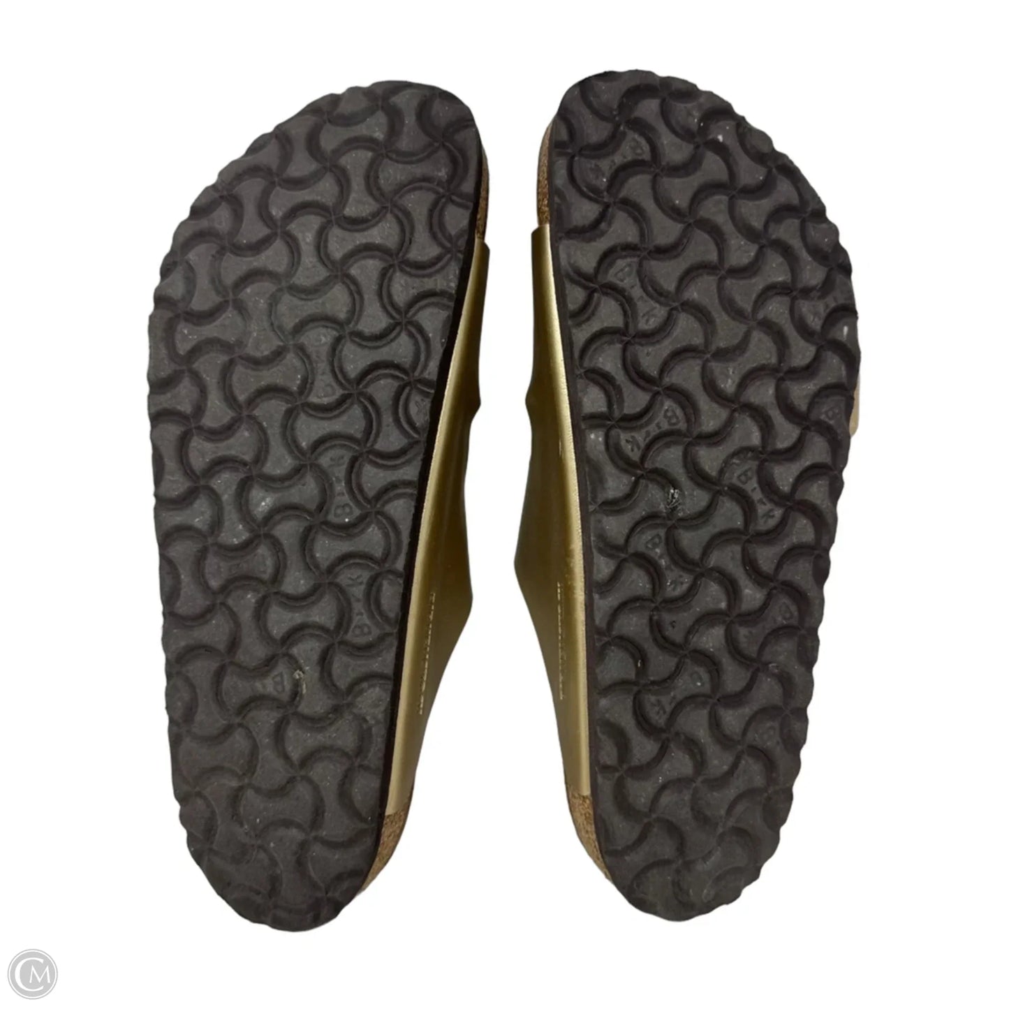 Metallic Arizona Sandals Flats By Birkenstock In Gold, Size: 9