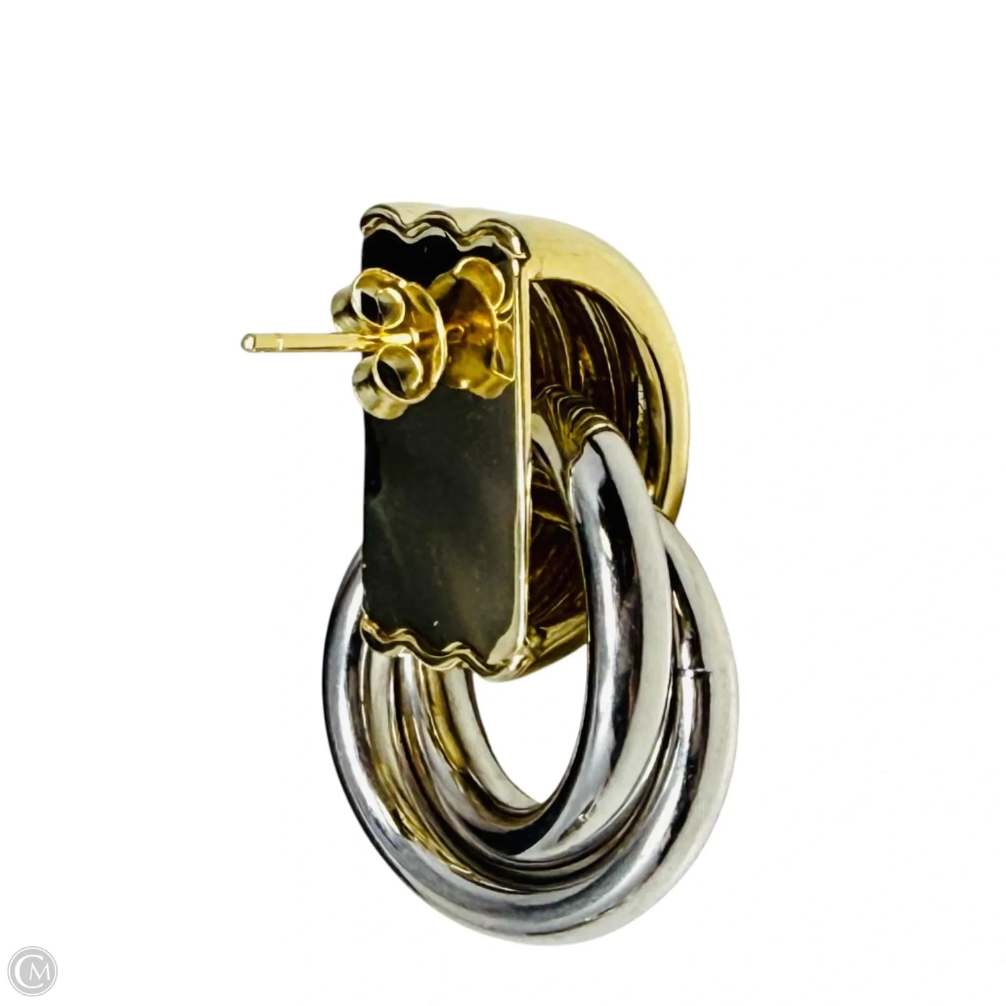 Two Tone Good Over Sterling Silver Doorknocker Earrings
