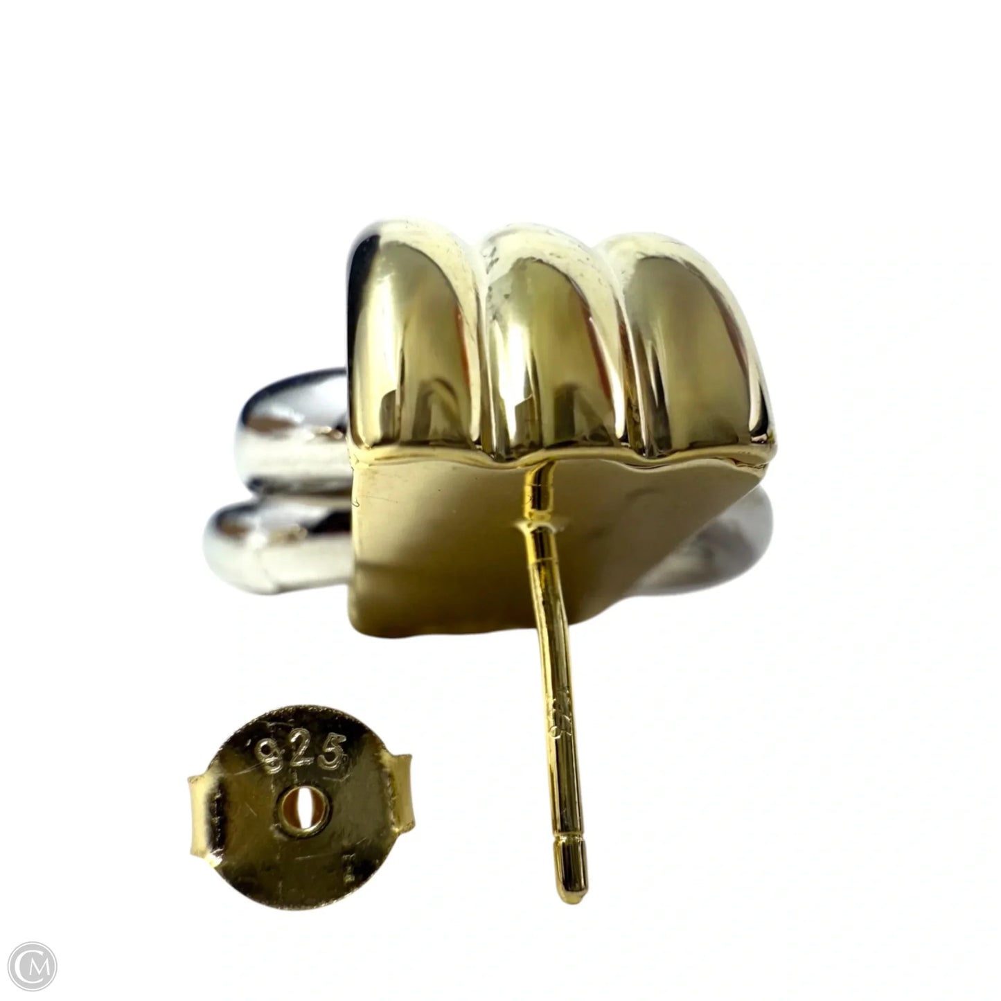 Two Tone Good Over Sterling Silver Doorknocker Earrings