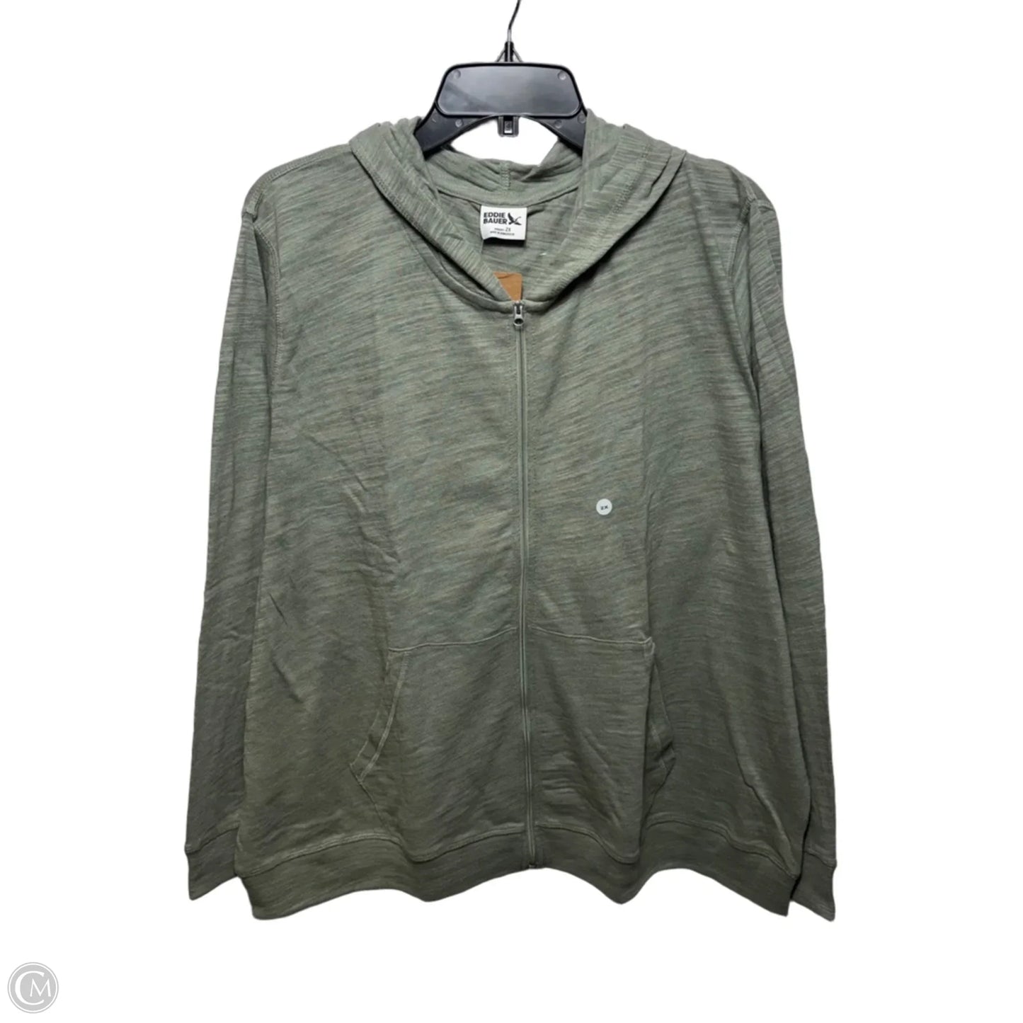 Waverly Cotton Slub Sweatshirt Athletic Top Long Sleeve Hoodie By Eddie Bauer In Green, Size: 2x