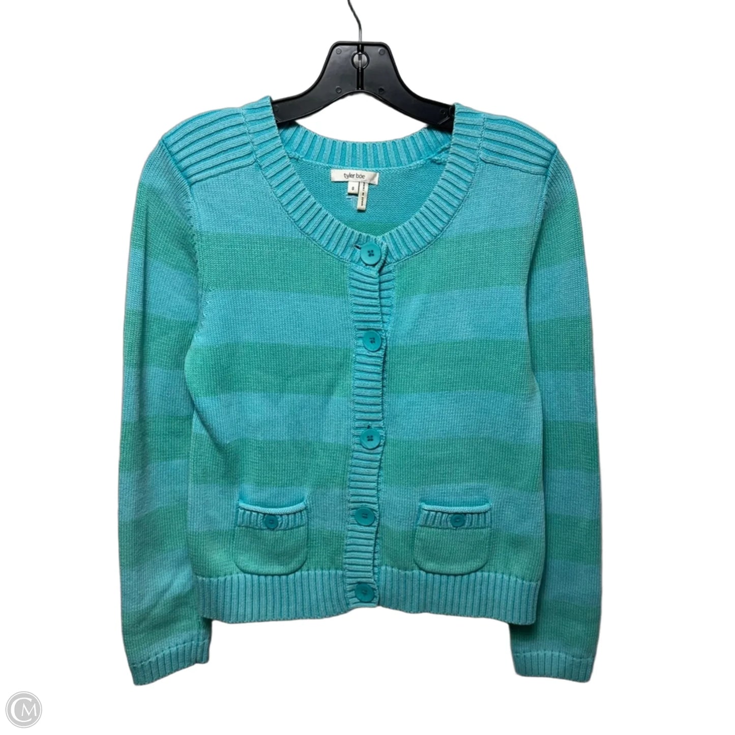 Cotton Sweater Cardigan By Tyler Boe In Blue & Green, Size: S