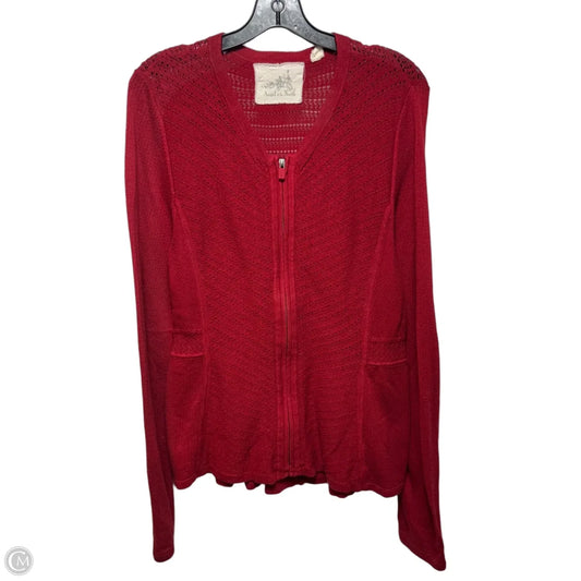 Zip Sweater Cardigan By Angel Of The North In Red, Size: M