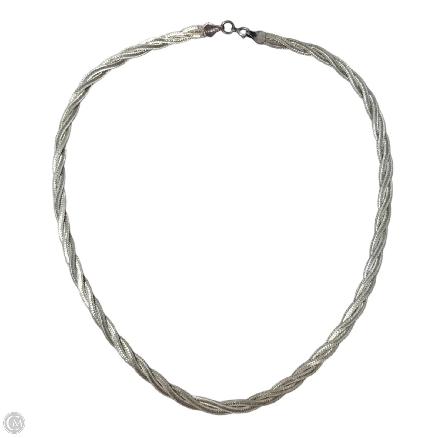 Italian Sterling Silver Braided Herringbone Chain Necklace By Aurafin