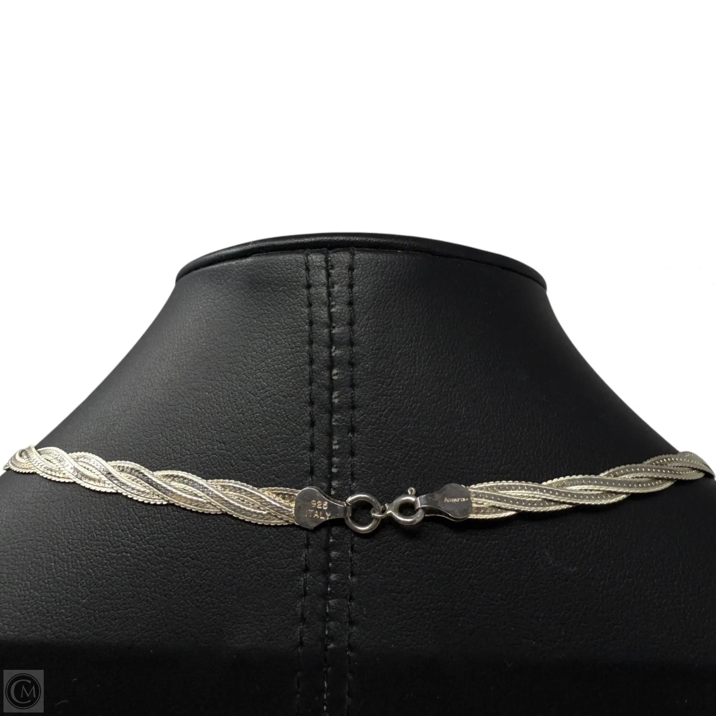 Italian Sterling Silver Braided Herringbone Chain Necklace By Aurafin