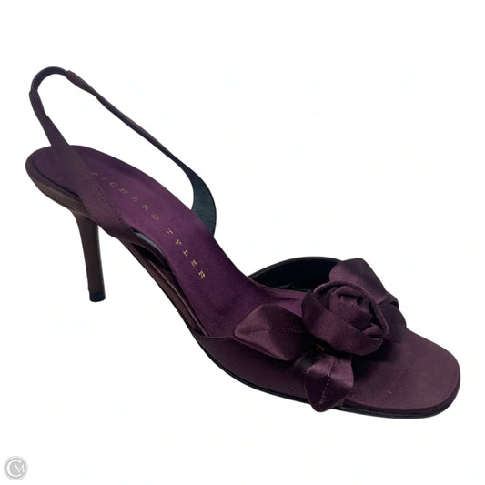 Satin Slingback Shoes Heels Stiletto By Richard Tyler In Purple, Size: 7