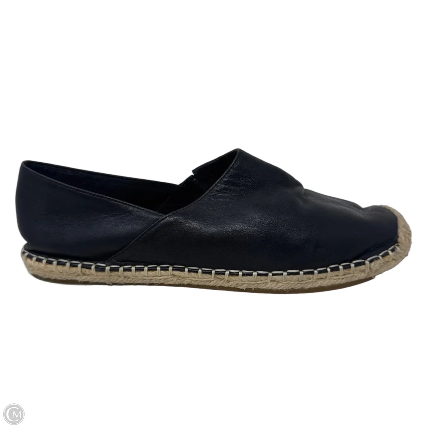 Leather Espadrille Shoes Flats By Eileen Fisher In Black, Size: 7