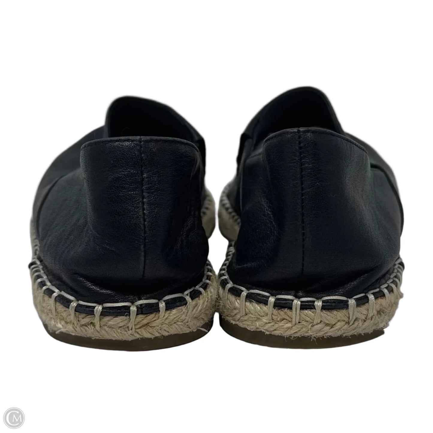 Leather Espadrille Shoes Flats By Eileen Fisher In Black, Size: 7
