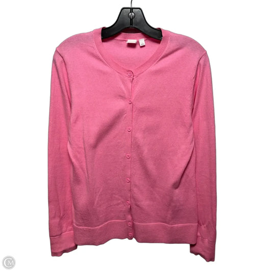 Cotton Sweater Cardigan By Gap In Pink, Size: L