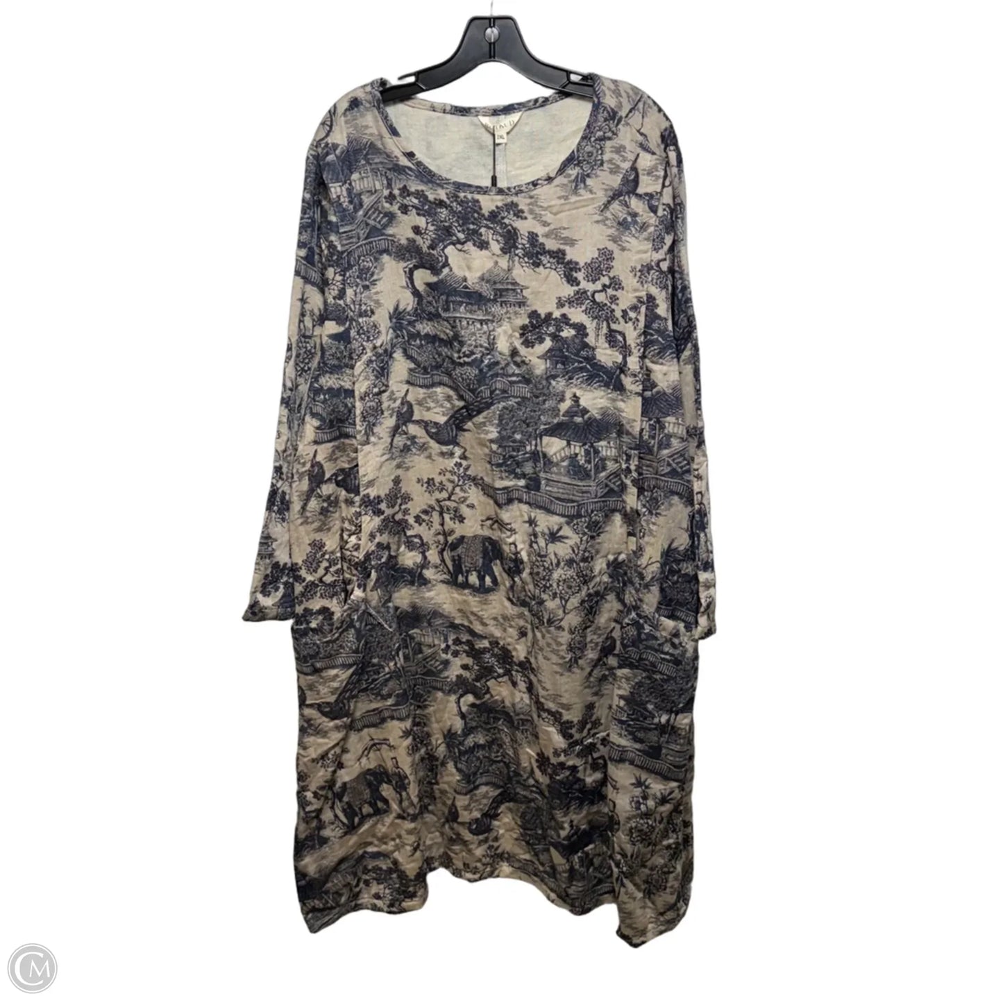 Dress Casual Midi By Buykud In Blue & Grey, Size: 2x
