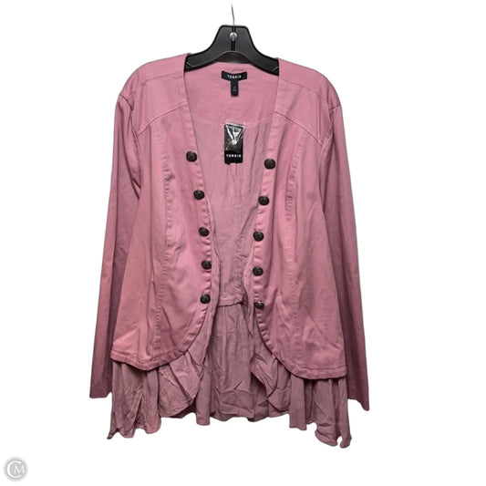Stretch Twill Peplum Military Jacket By Torrid In Pink, Size: 3x