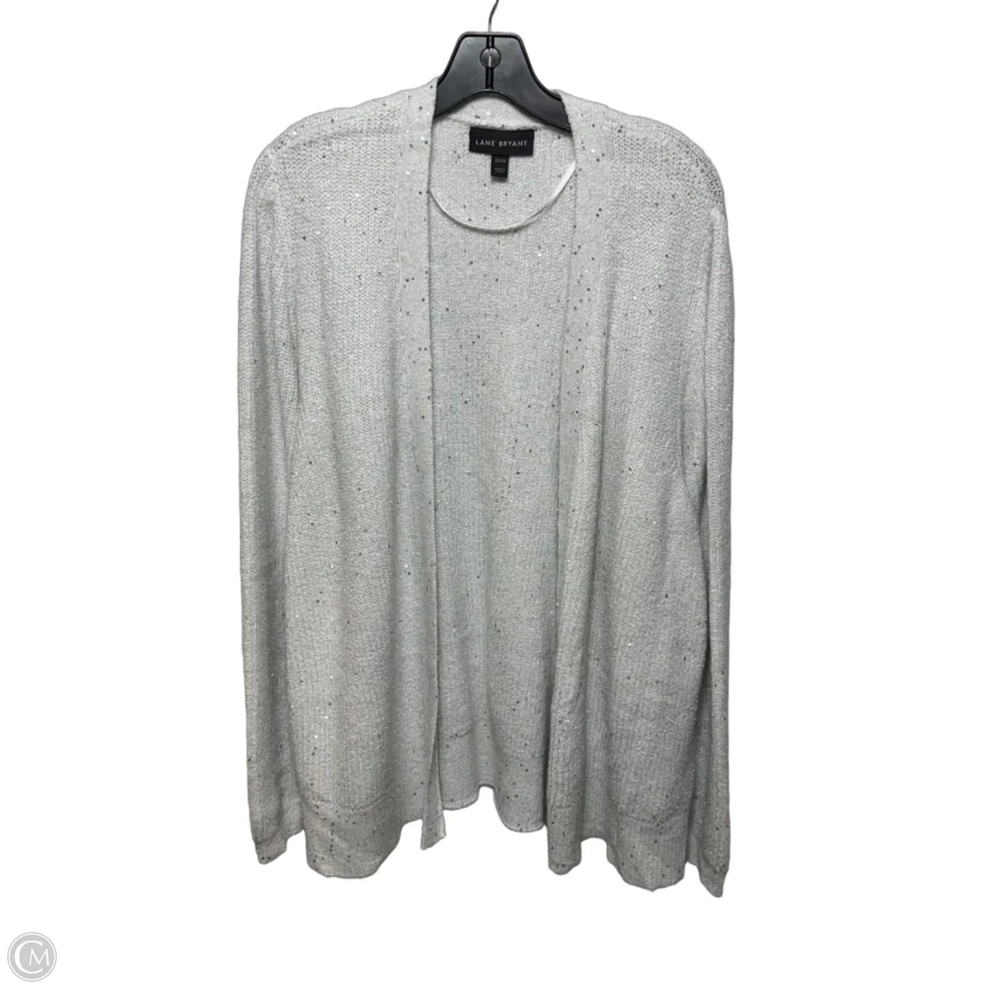Sequin Sweater Cardigan By Lane Bryant In Silver & White, Size: 22/24
