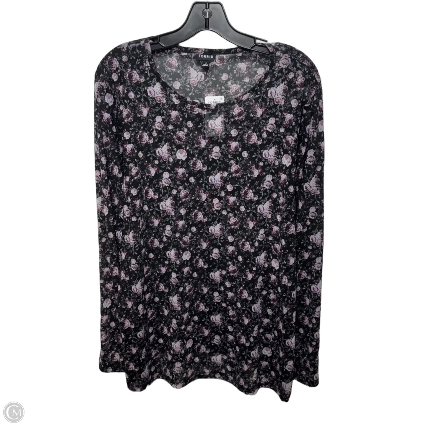 Mesh Top Long Sleeve By Torrid In Floral Print, Size: 3x