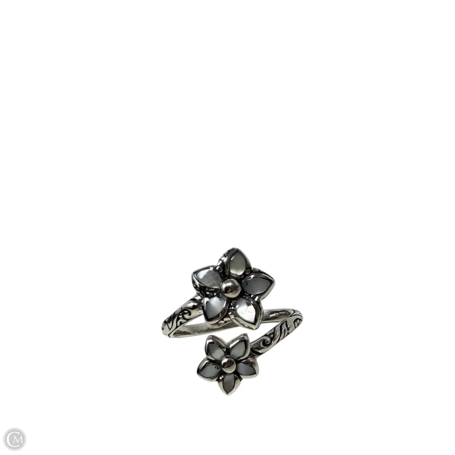 Sterling Silver & Mother Of Pearl Double Flower Bypass Ring By Annika Witt, Size: 7