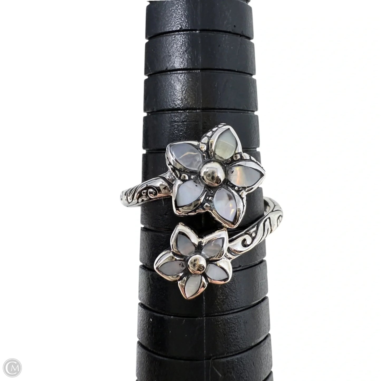 Sterling Silver & Mother Of Pearl Double Flower Bypass Ring By Annika Witt, Size: 7